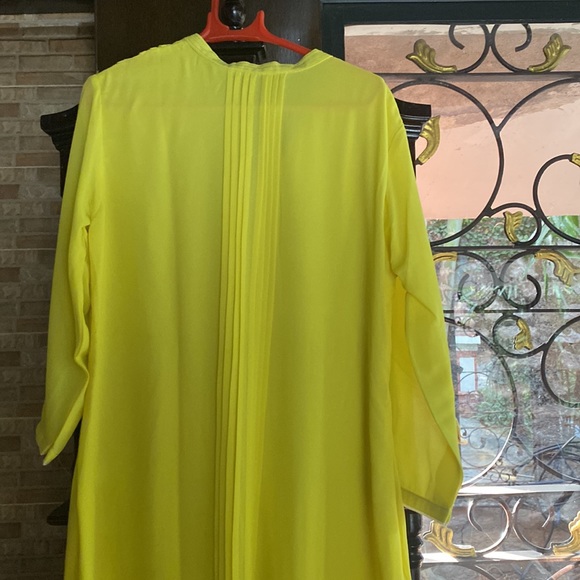 Fluorescent Yellow georgette kurti for women - Picture 7 of 7